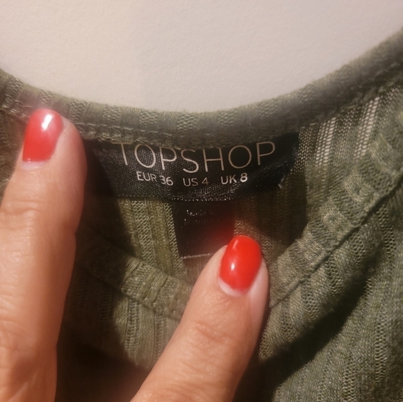 TOPSHOP Olive Green Tank Size 4 - Picture 2 of 5